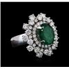 Image 1 : 14KT White Gold 3.08ct Emerald and Diamond Ring