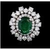 Image 2 : 14KT White Gold 3.08ct Emerald and Diamond Ring