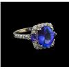 Image 1 : 4.23ctw Tanzanite and Diamond Ring - 14KT White Gold