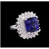 Image 1 : 14KT White Gold GIA Certified 8.39ct Tanzanite and Diamond Ring