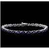 Image 1 : 14KT White Gold 12.00ctw Sapphire and Diamond Bracelet