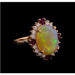 4.21ctw Multi Gemstone and Diamond Ring - 14KT Rose Gold