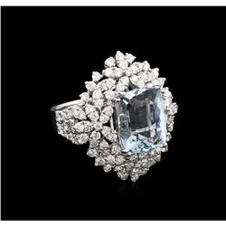 5.66ct Aquamarine and Diamond Ring - 18KT White Gold