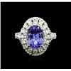 Image 1 : 14KT White Gold 3.47ct Tanzanite and Diamond Ring