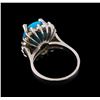Image 3 : 5.37ct Turquoise and Diamond Ring - 14KT White Gold