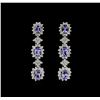 Image 1 : 4.48ctw Tanzanite and Diamond Earrings - 14KT White Gold