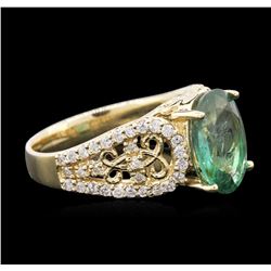 14KT Yellow Gold 2.47ct Emerald and Diamond Ring