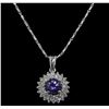 Image 1 : 14KT White Gold 1.22ct Tanzanite and Diamond Pendant With Chain
