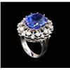 Image 4 : 12.45ct Tanzanite and Diamond Ring - 14KT White Gold