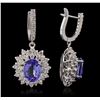 Image 1 : 14KT White Gold 7.46ctw Tanzanite and Diamond Earrings