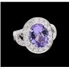 Image 1 : 6.74ct Tanzanite and Diamond Ring - 18KT White Gold