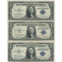 1935 Choice Uncirculated $1 Silver Certificate Currency Lot of 3