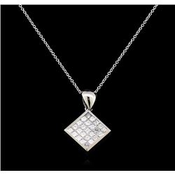 1.28ctw Diamond Pendant With Chain - 14KT White Gold
