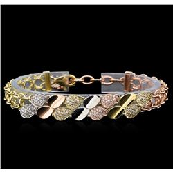 1.35ctw Diamond Bracelet - 14KT Tri-Tone Gold