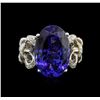 Image 2 : 12.47ct Tanzanite and Diamond Ring - 14KT White Gold