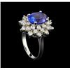 Image 4 : 3.50ct Tanzanite and Diamond Ring - 14KT White Gold