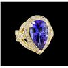 Image 1 : 14KT Yellow Gold 7.74ct GIA Cert Tanzanite and Diamond Ring