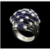 Image 4 : 5.00ctw Sapphire and Diamond Ring - 14KT White Gold