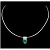 Image 2 : 3.02ct Emerald and Diamond Pendant - 18KT White Gold
