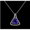 Image 1 : 6.74ct Tanzanite and Diamond Pendant - 14KT White Gold