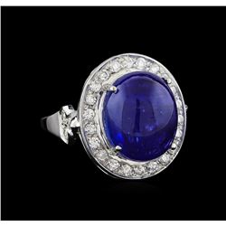 12.77ct Tanzanite and Diamond Ring - 14KT White Gold