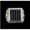 Image 2 : 3.00ctw Blue Sapphire and Diamond Ring - 14KT White Gold