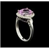 Image 4 : 4.90ct Kunzite and Diamond Ring - 14KT White Gold