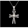 Image 2 : 1.32ctw Diamond Cross Pendant With Chain - 14KT White Gold