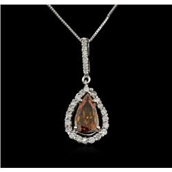 GIA Cert 1.52ctw Fancy Color Diamond Pendant With Chain - 14KT White Gold