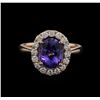 Image 2 : 3.33ct Tanzanite and Diamond Ring - 14KT Rose Gold
