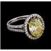 Image 1 : 14KT White Gold 4.74ctw Fancy Yellow Diamond Ring