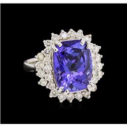 14KT White Gold 7.79ct Tanzanite and Diamond Ring