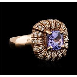 14KT Rose Gold 1.68ct Tanzanite and Diamond Ring