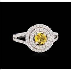 14KT White Gold 0.44ct Citrine and Diamond Ring