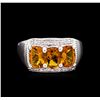 Image 2 : Crayola 2.40ctw Citrine and White Sapphire Ring - .925 Silver