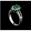 Image 4 : 1.25ctw Emerald and Diamond Ring - 14KT White Gold