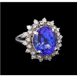 7.65ct Tanzanite and Diamond Ring - 14KT White Gold