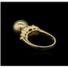 Image 3 : 0.30ctw Pearl and Diamond Ring - 14KT Yellow Gold