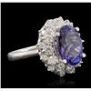 Image 1 : 14KT White Gold 5.21ct Tanzanite and Diamond Ring