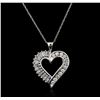 Image 1 : 10KT White Gold 0.50ctw Diamond Heart Pendant With Chain