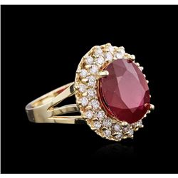 14KT Yellow Gold 6.72ct Ruby and Diamond Ring