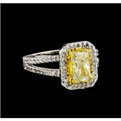 1.90ctw Fancy Light Yellow Diamond Ring - 14KT Two-Tone Gold