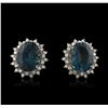 Image 2 : 14KT White Gold 17.00ctw Blue Topaz and Diamond Earrings