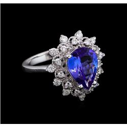 2.58ct Tanzanite and Diamond Ring - 14KT White Gold