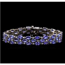 21.20ctw Tanzanite and Diamond Bracelet - 14KT White Gold