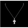 Image 1 : 1.58ctw Diamond Cross Pendant With Chain - 18KT White Gold