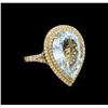 Image 1 : 7.05ct Aquamarine and Diamond Ring - 14KT Yellow Gold
