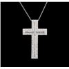Image 2 : 1.93ctw Diamond Cross Pendant With Chain - 18KT White Gold