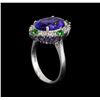 Image 4 : 5.16ctw Multi Gemstone and Diamond Ring - 14KT White Gold