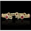 Image 3 : 11.55ctw Ruby and Diamond Bracelet - 14KT Yellow Gold